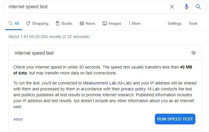 Enter Internet Speed Test