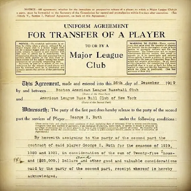 Babe Ruth's Yankees Contract (cbs)