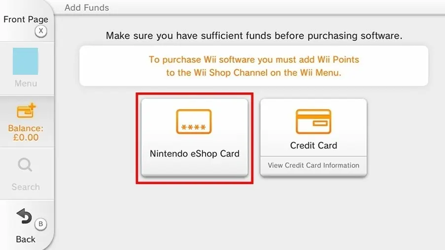 Now hit the Redeem a Nintendo eShop Card icon